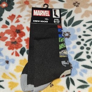 Marvel Black and Multicolor Crew Socks